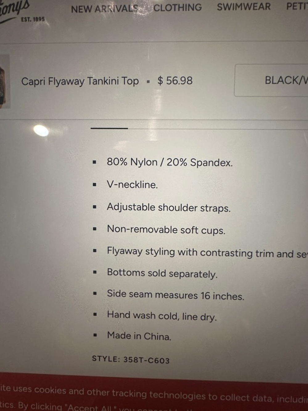 Ceeb Capri Flyaway Black & White Adjustable Tankini Top Size 10 View 5
